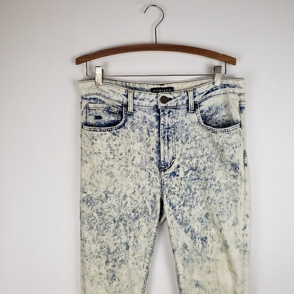 Monfrere Greyson Jeans Venice Wash Blue Acid Stone Wash Distressed Size 34 - Picture 4 of 12